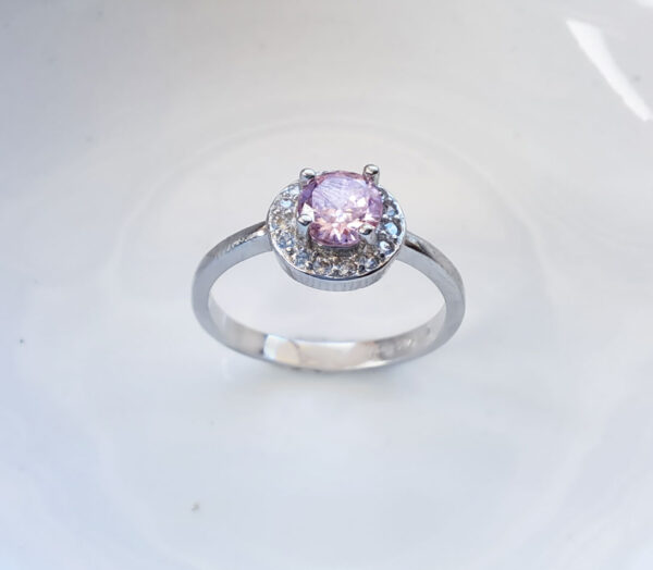 Sterling Silver Pink Cubic Zirconia Ring