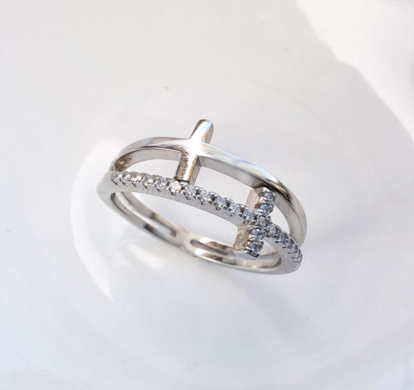 Sterling Silver double Cross ring