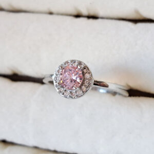 Sterling Silver Pink Cubic Zirconia Ring