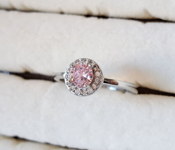 Sterling Silver Pink Cubic Zirconia Ring