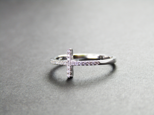 Sterling Silver & Cubic Zirconia delicate Cross Ring