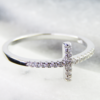 Sterling Silver & Cubic Zirconia delicate Cross Ring