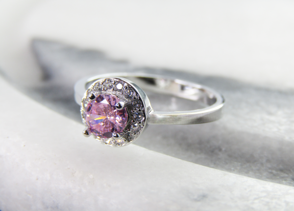 Sterling Silver Pink Cubic Zirconia Ring