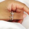 Sterling Silver & Cubic Zirconia double Cross ring