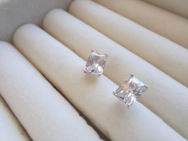 Sterling Silver & Cubic Zirconia Rectangle Earrings