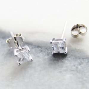 Sterling Silver & Cubic Zirconia Square Earrings