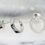 Sterling Silver Cubic Zirconia circle Earrings