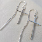 Silver Cross Threader Earrings